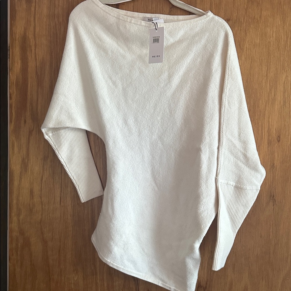 NWT REISS Laylah Asymmetric One Shoulder Alpaca Wool Sweater Cream size Medium - Picture 5 of 10